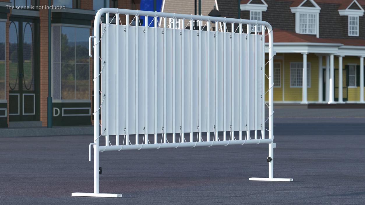 Crowd Control White Barricade Fence Banner 3D