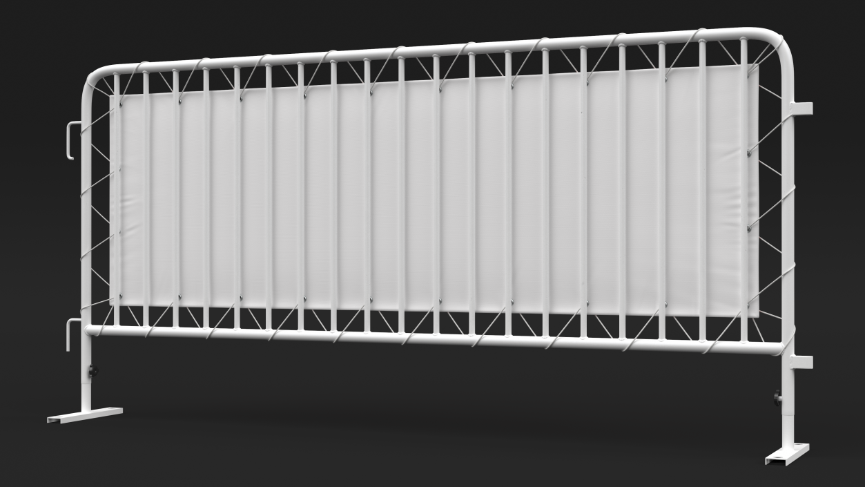 Crowd Control White Barricade Fence Banner 3D