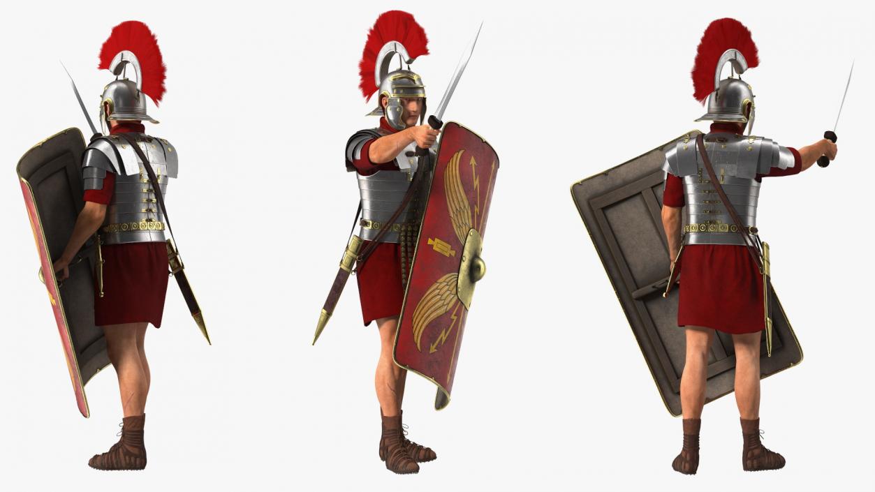 3D Roman Legionnaire with Gladius Salute Pose Fur