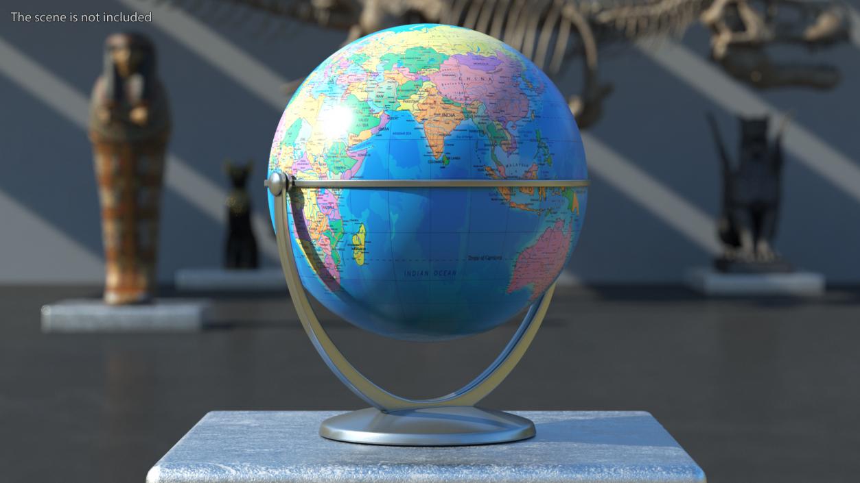 Political World Globe with Stand 3D