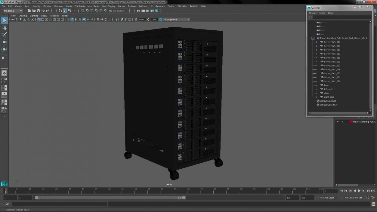 Floor Standing Full Server Rack Black 3D