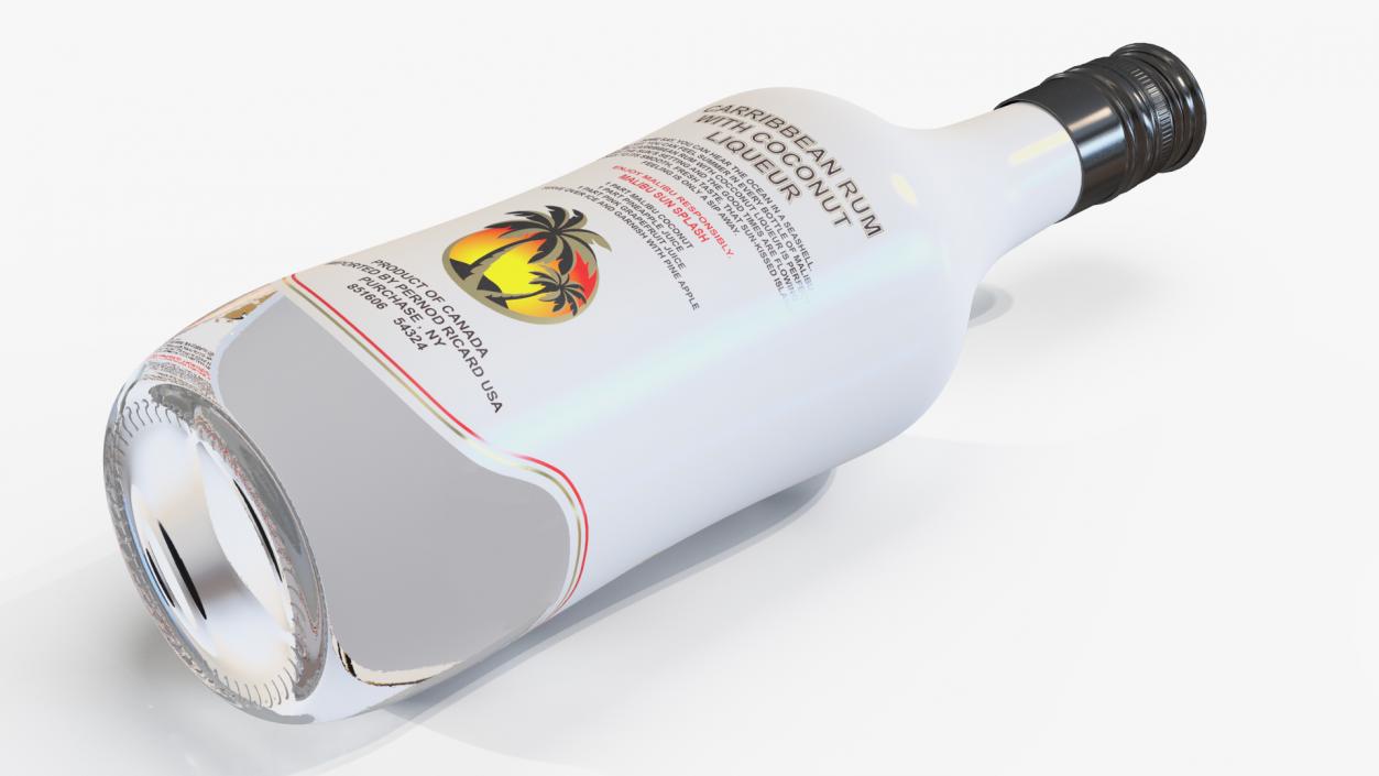 3D Malibu Caribbean Coconut Rum 750ml Bottle