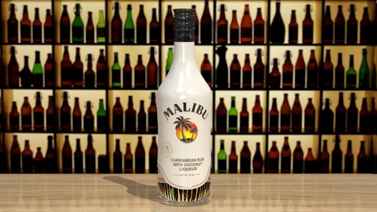3D Malibu Caribbean Coconut Rum 750ml Bottle