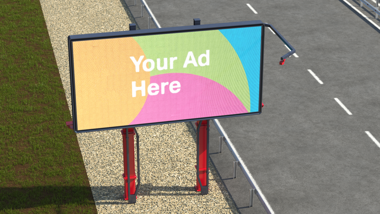 Digital Billboard 6x3 on Two Poles 3D model
