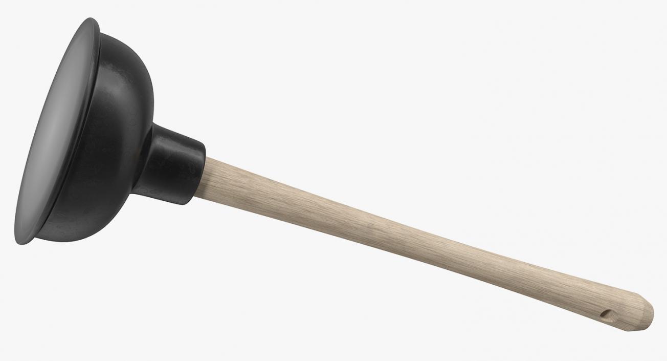 3D model Household Plunger with Wooden Stick