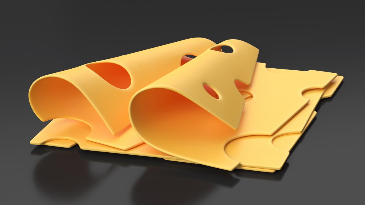 3D model Cartoon Slices of Swiss Cheese