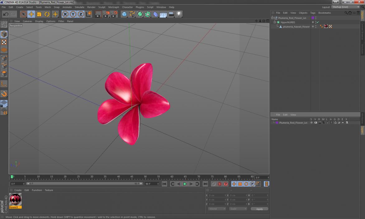 3D Plumeria Red Flower Lei model