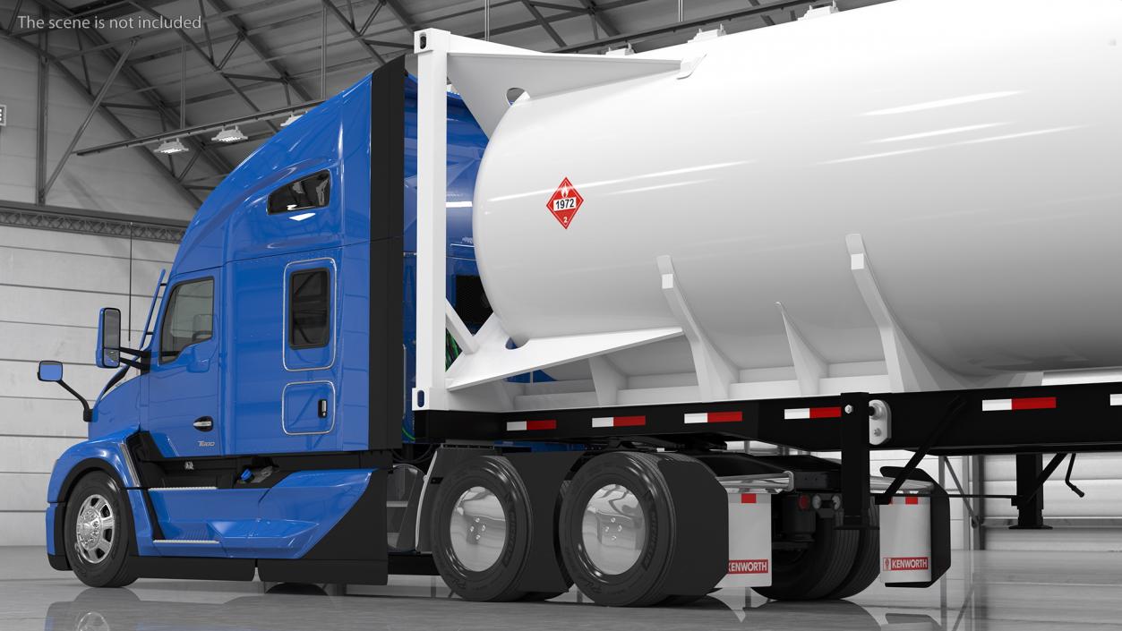Kenworth Truck with LNG Semi Trailer Gas Tank Rigged 3D