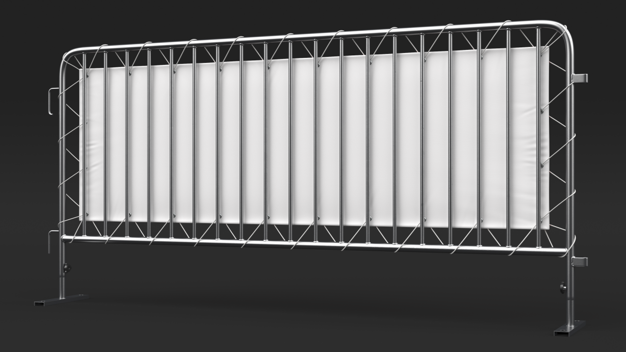 Metal Crowd Barrier with Advertising PVC Banner 3D