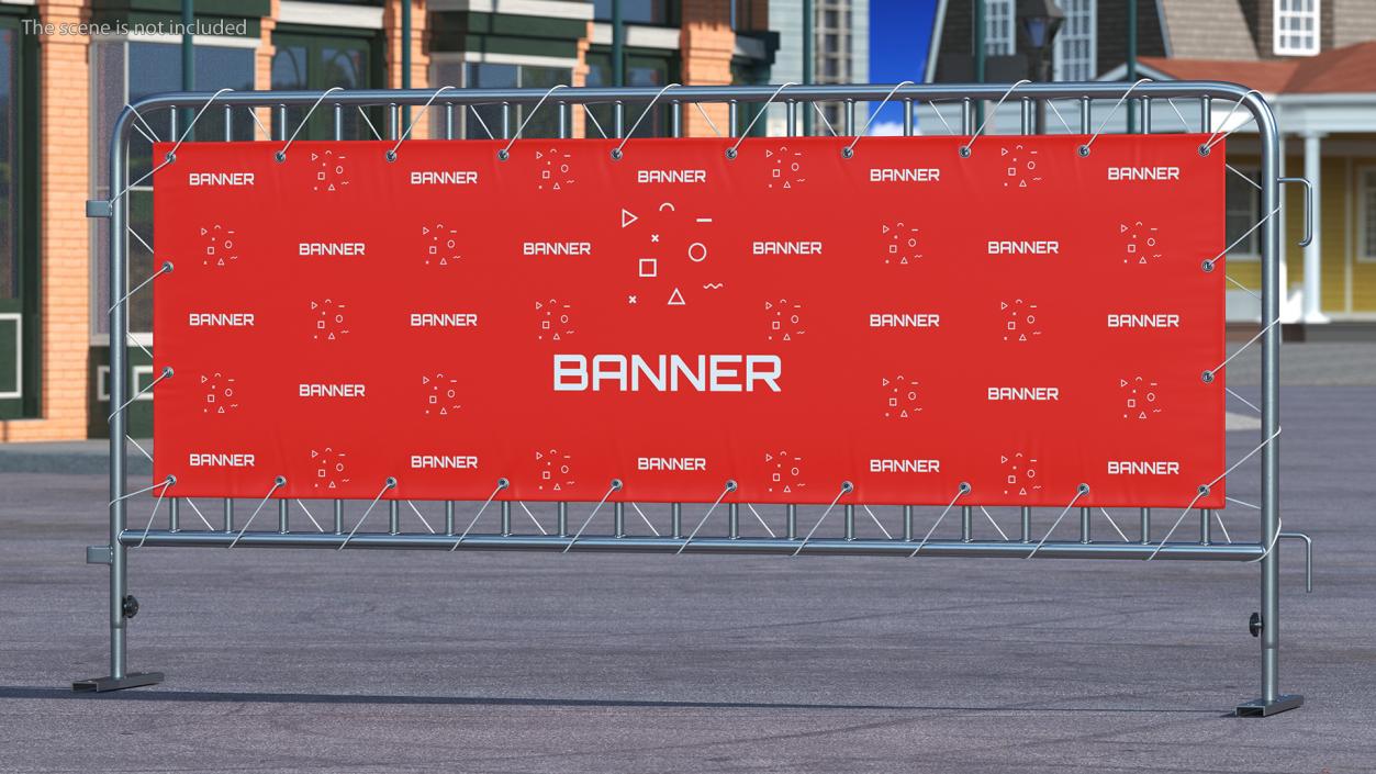 Metal Crowd Barrier with Advertising PVC Banner 3D