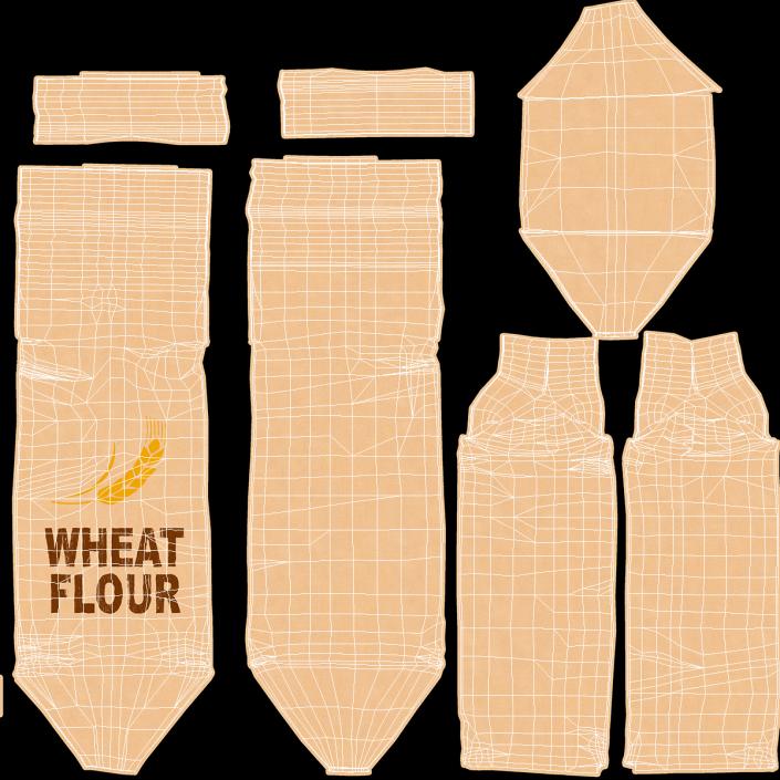 3D Wheat Flour Brown Paper Bag 2lb