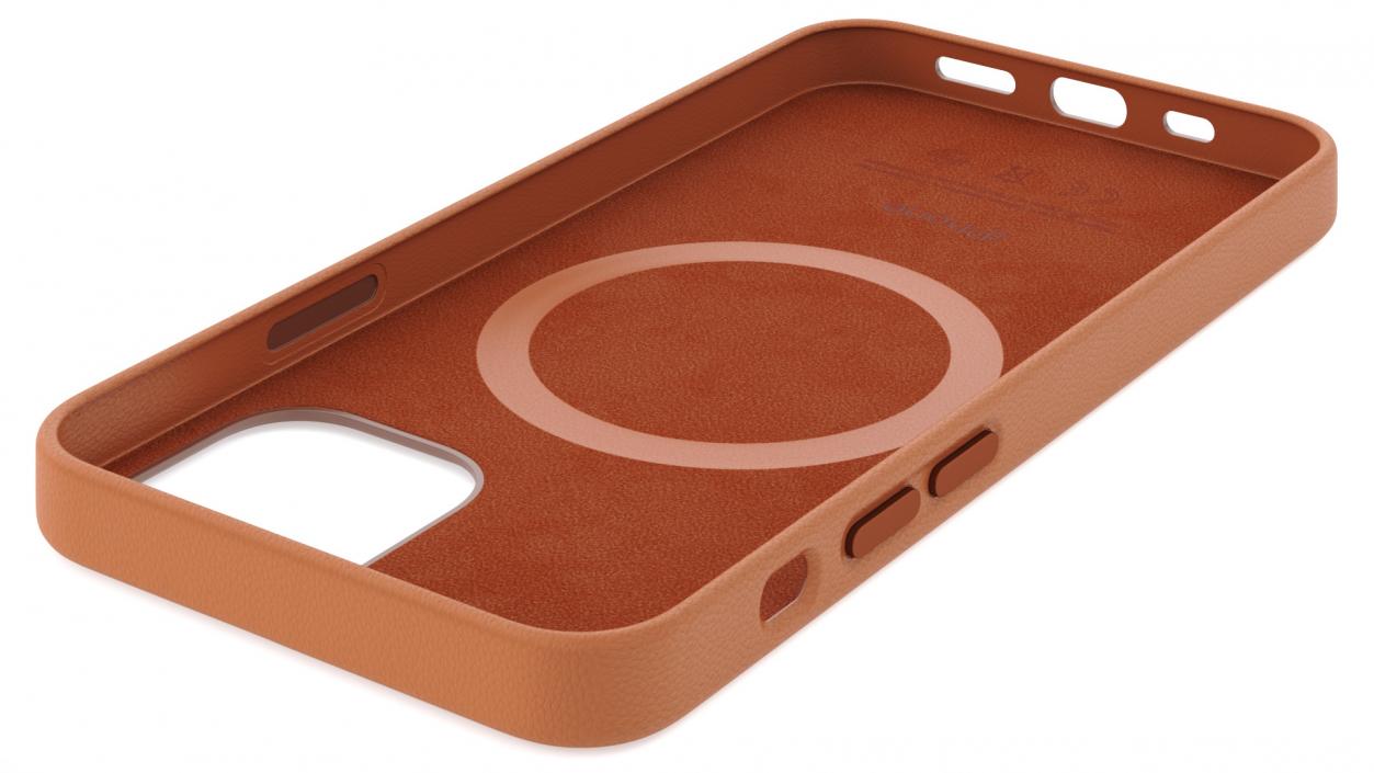 3D iPhone 12 Leather Case with MagSafe Saddle Brown model