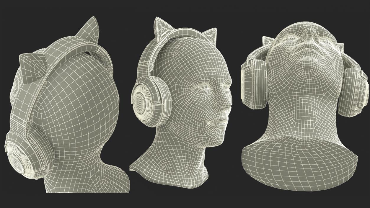 Razer Kraken BT Kitty Edition on Mannequin Head 3D