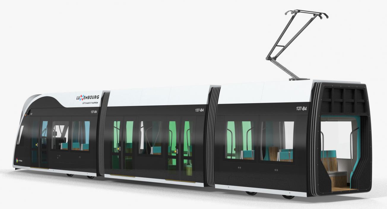 Urbos3 Luxembourg Tram Rigged 3D model