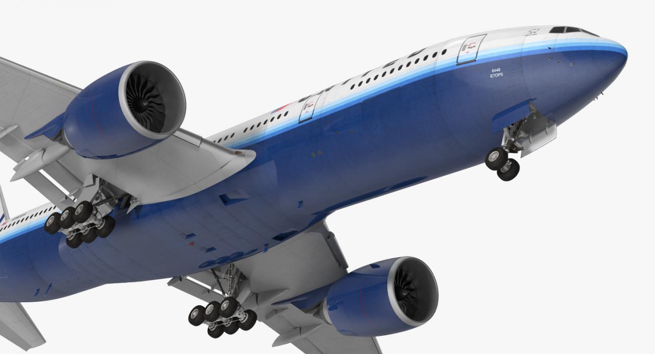 Boeing 777 200ER United Airlines Rigged 3D model