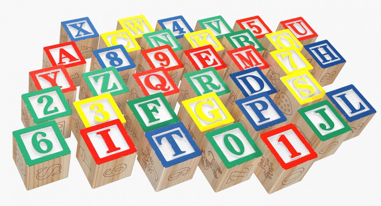 Baby Alphabet Wooden Blocks 3D