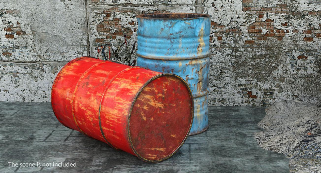3D Rusty Waste Oil Drums