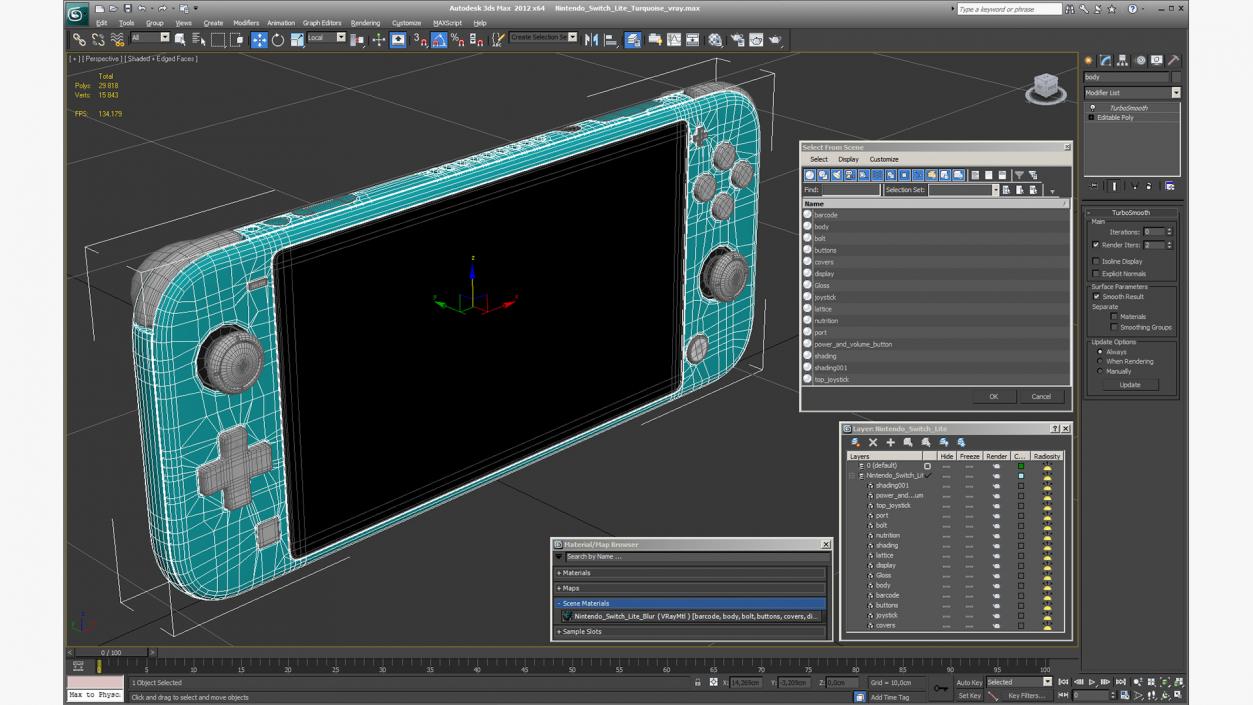 3D model Nintendo Switch Lite Turquoise