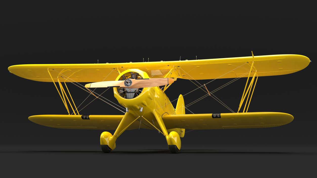 3D model Coastal Biplane YMF-5 Yellow Simple Interrior