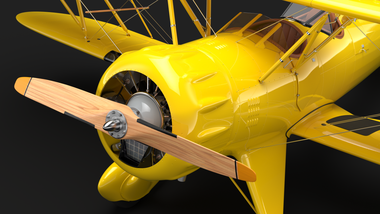 3D model Coastal Biplane YMF-5 Yellow Simple Interrior