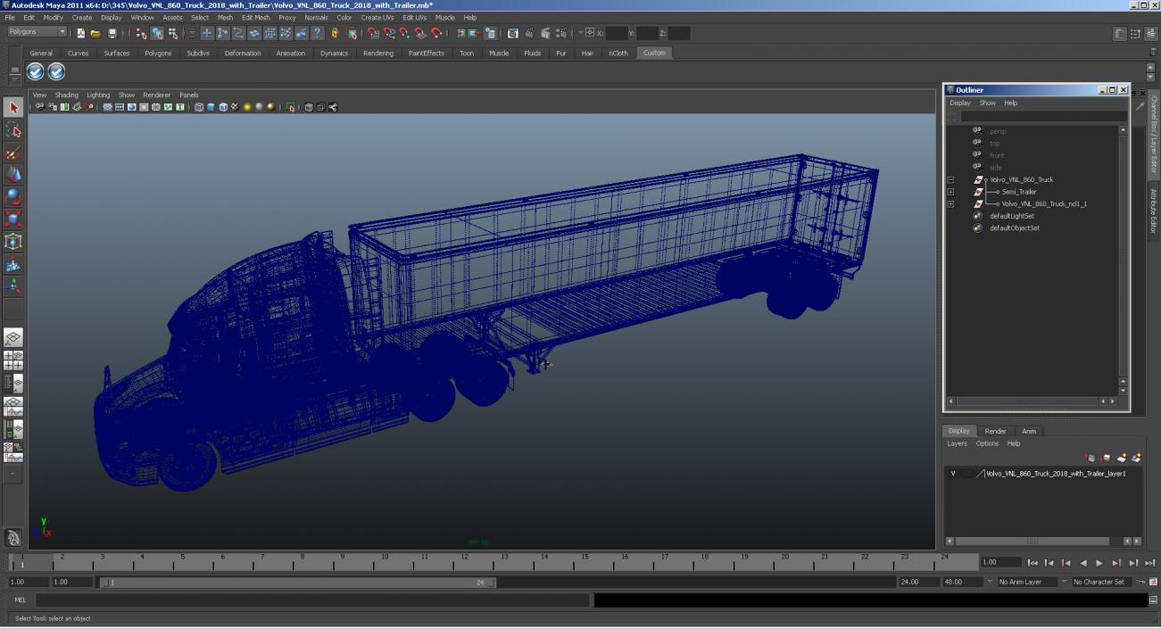 Volvo VNL 860 Truck 2018 with Trailer 3D