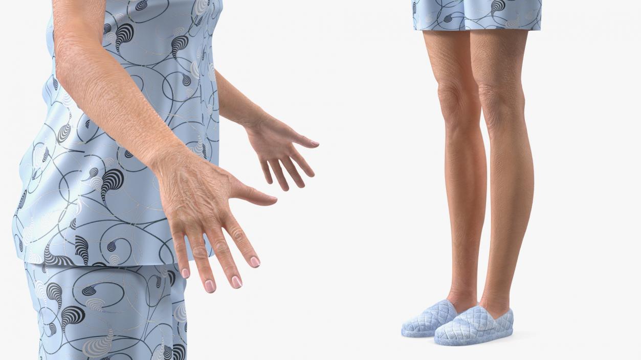 3D model Elderly Woman in Pijama T Pose