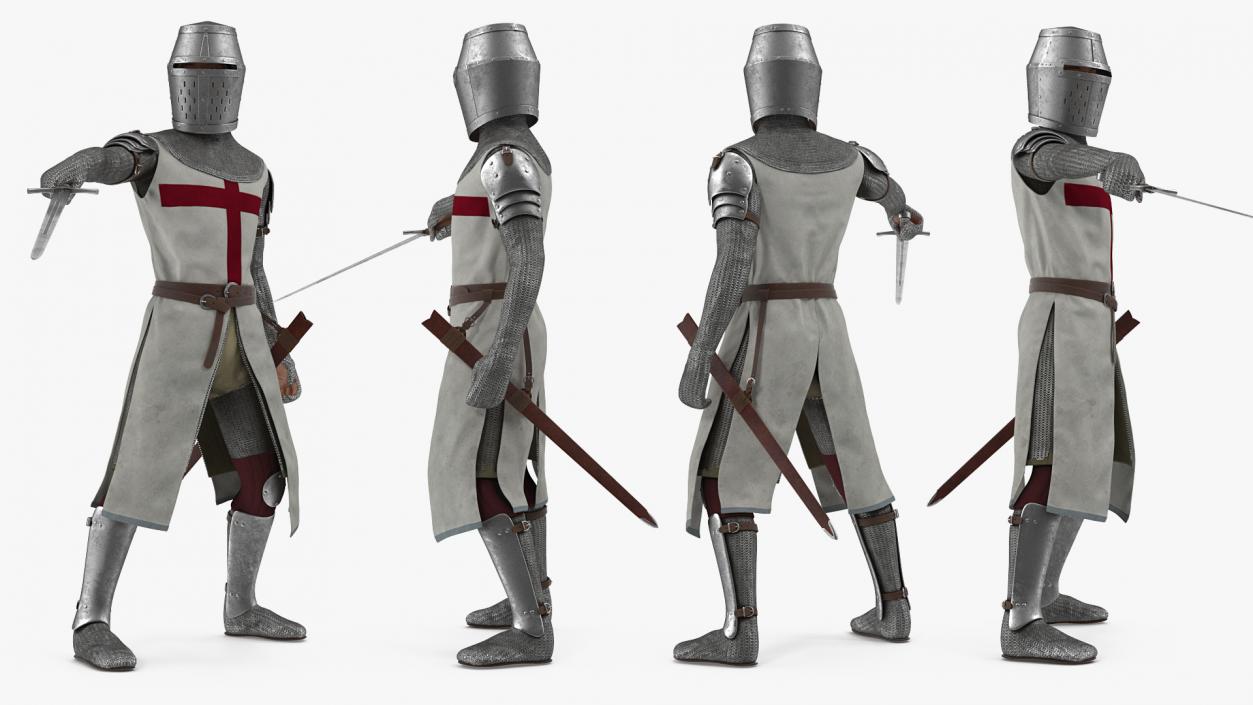 3D model Knight Templar Set Rigged