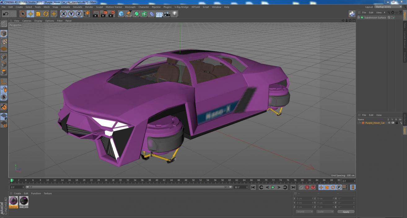 3D Purple Hover Car