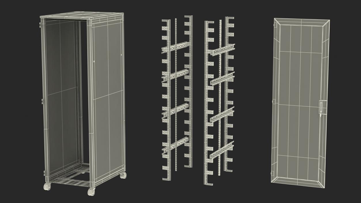 Floor Standing Rack Cabinet 42 Unit Black Empty 3D