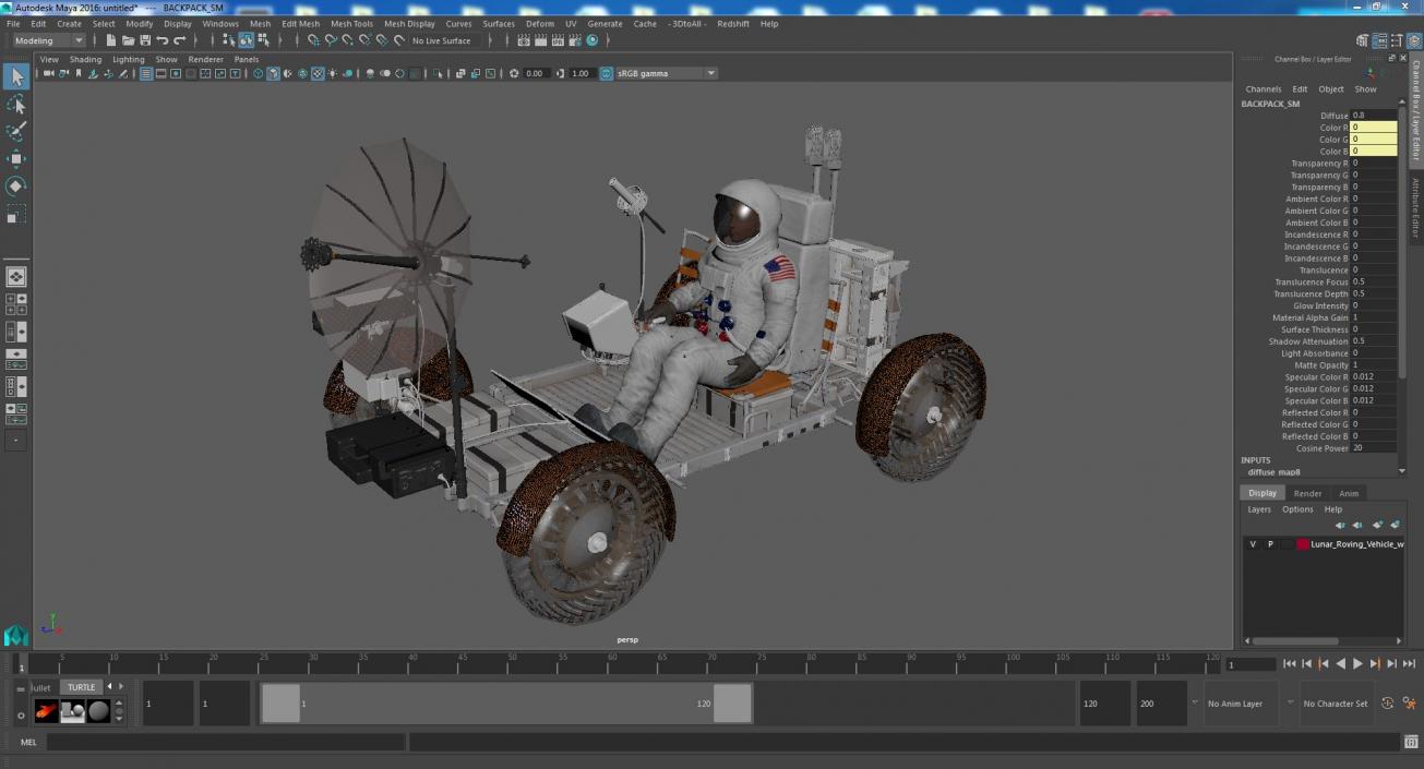 3D model Lunar Roving Vehicle with Astronaut