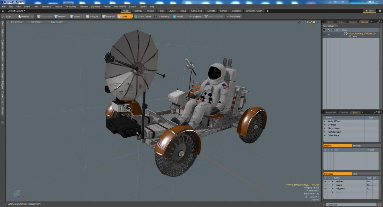3D model Lunar Roving Vehicle with Astronaut