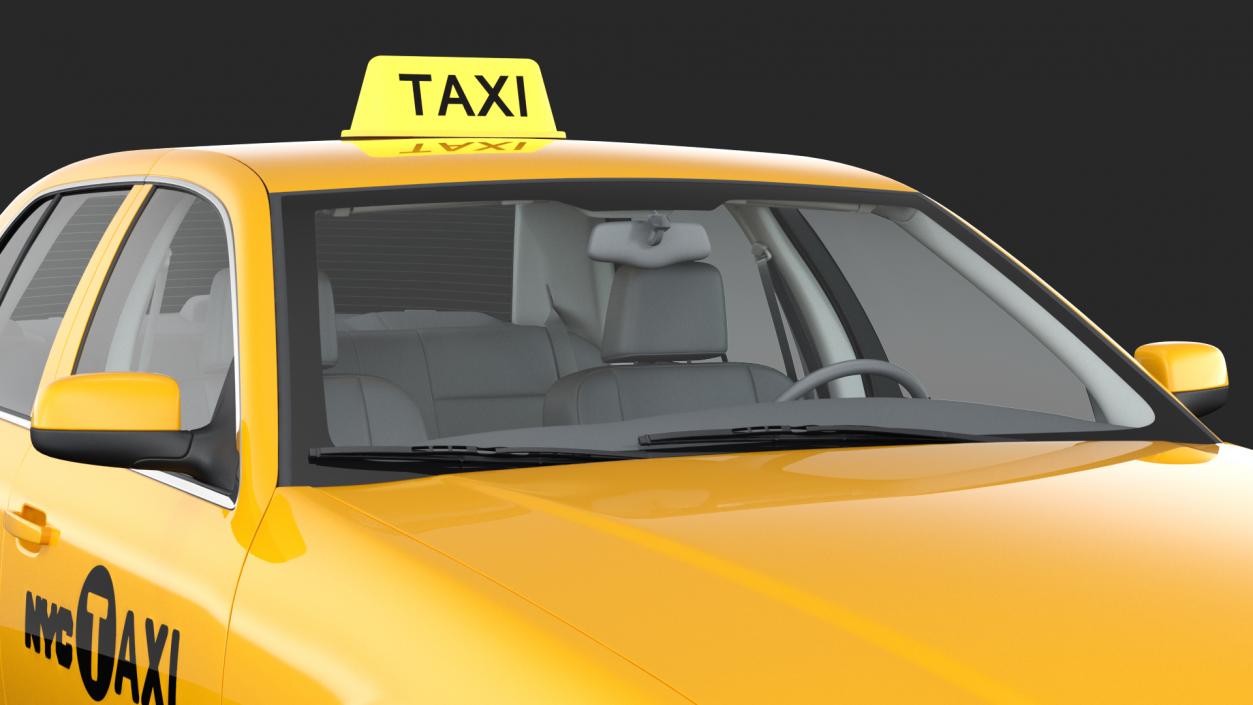 3D Generic Yellow Taxi Rigged