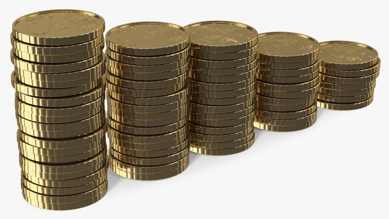 Stacked Coins Set 3D