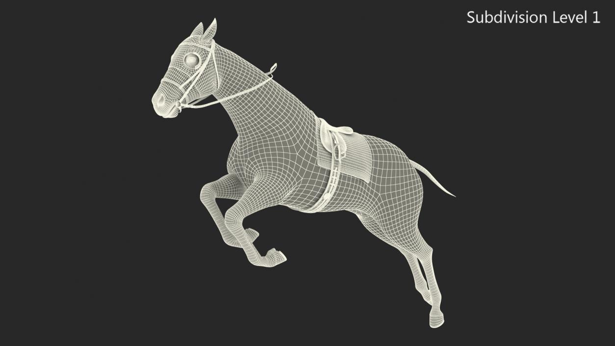 3D model Jumping Black Racing Horse Fur