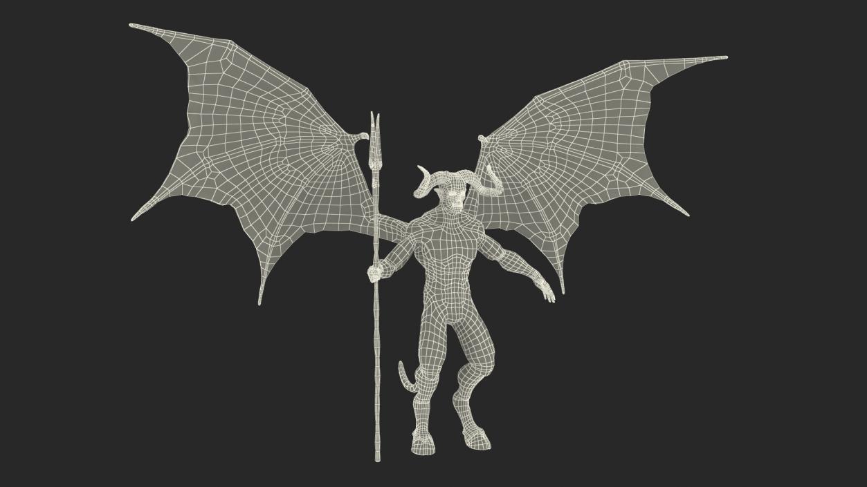Devil Character with Trident Rigged for Cinema 4D 3D model