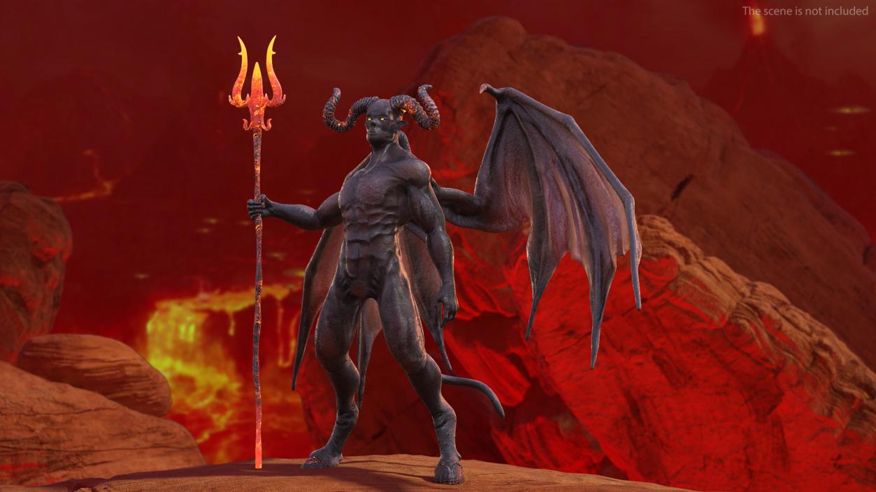 Devil Character with Trident Rigged for Modo 3D model