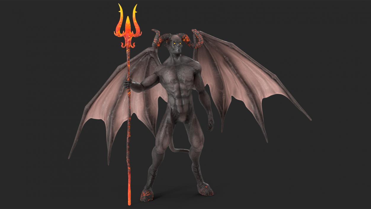 Devil Character with Trident Rigged for Cinema 4D 3D model