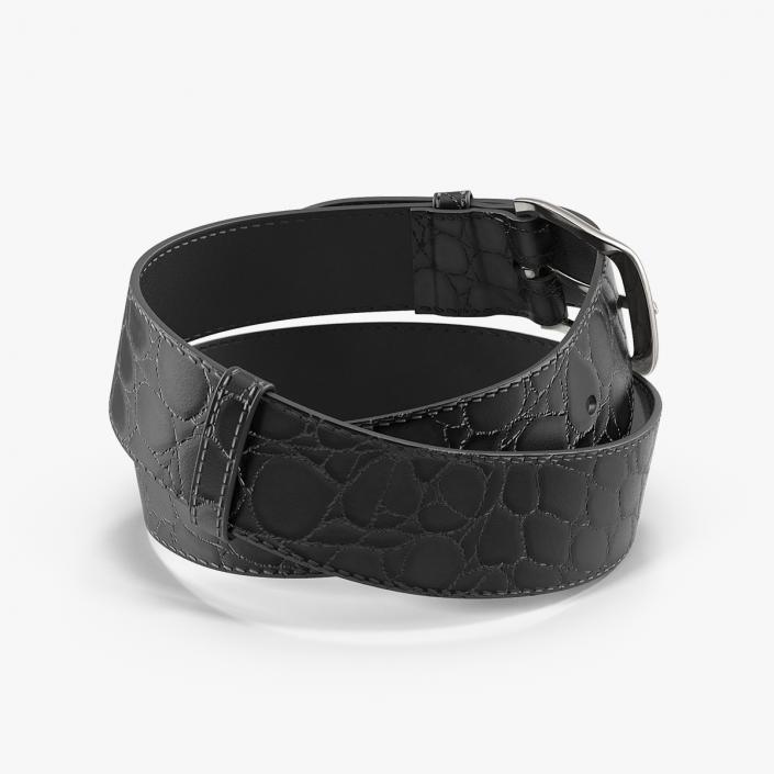 3D Black Mock Croc Leather Belt model