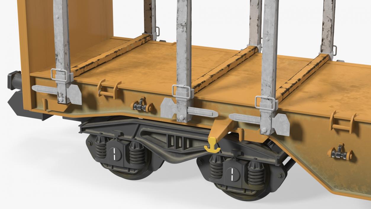 Four Axled Stake Wagon Empty Dirty 3D model