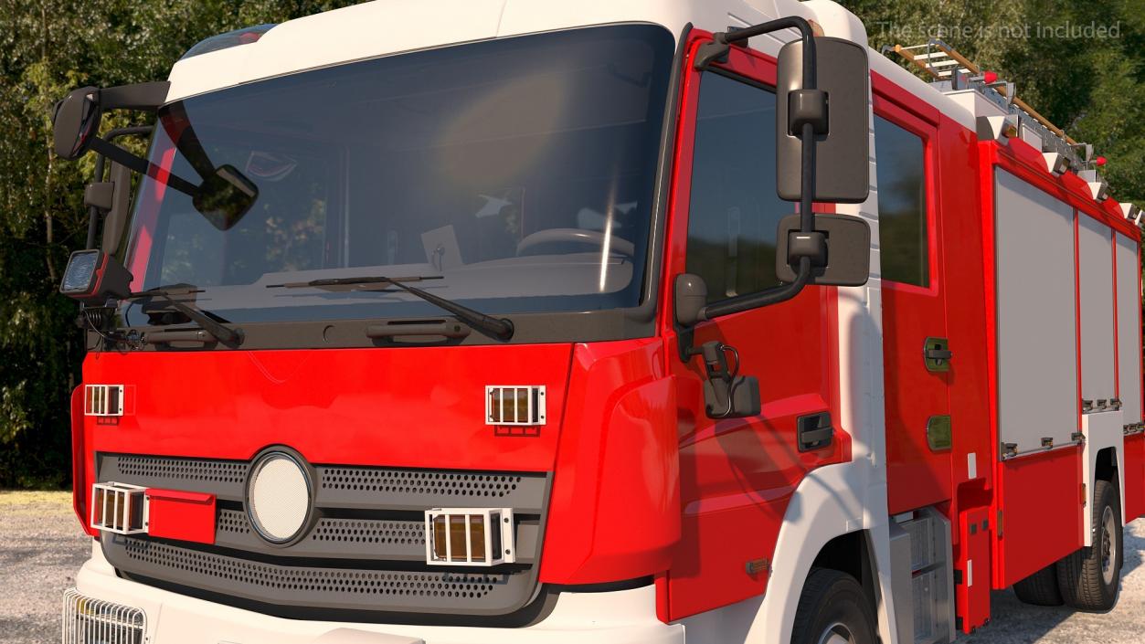 3D Modern Fire Truck Rigged for Cinema 4D model