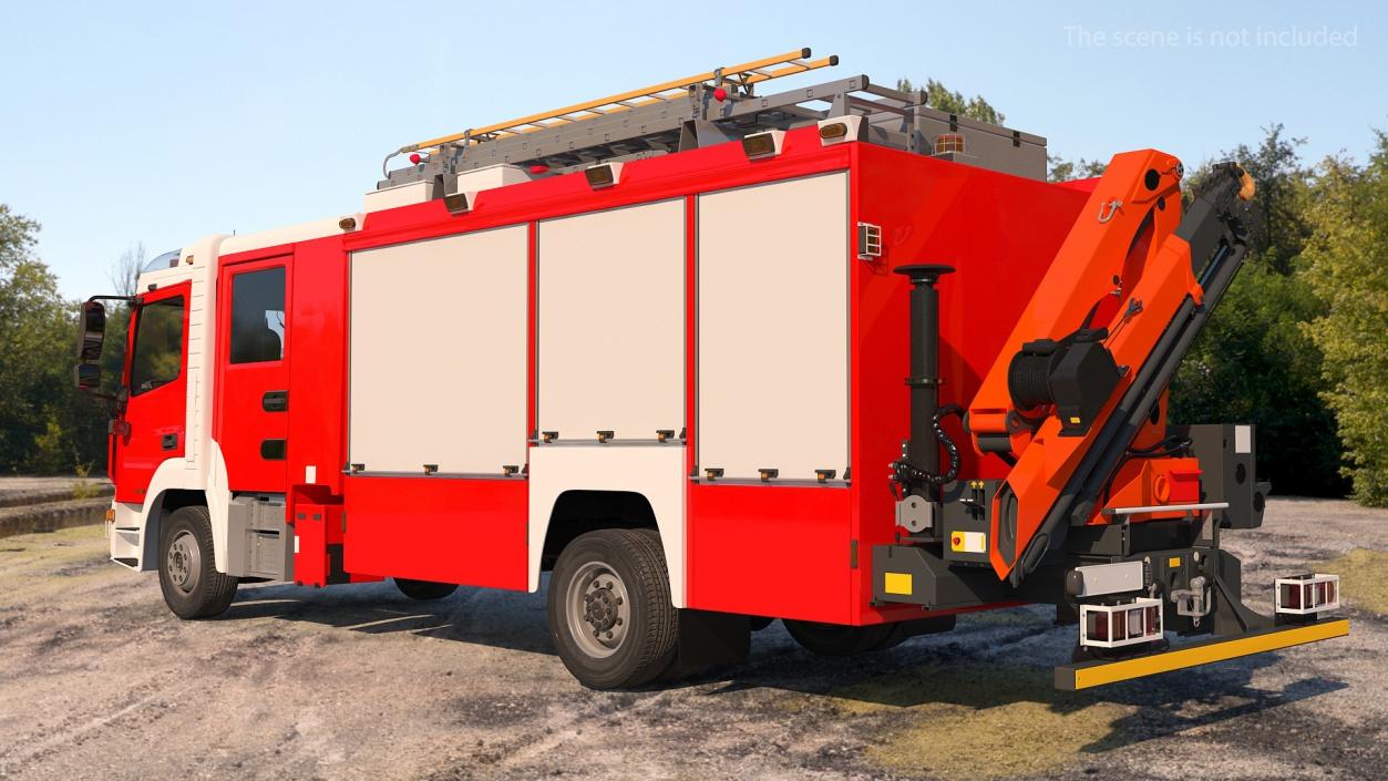 3D Modern Fire Truck Rigged for Cinema 4D model