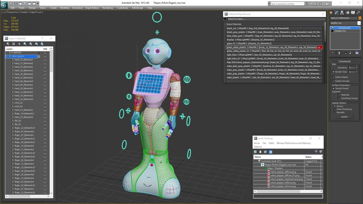 Pepper Robot Rigged 3D model