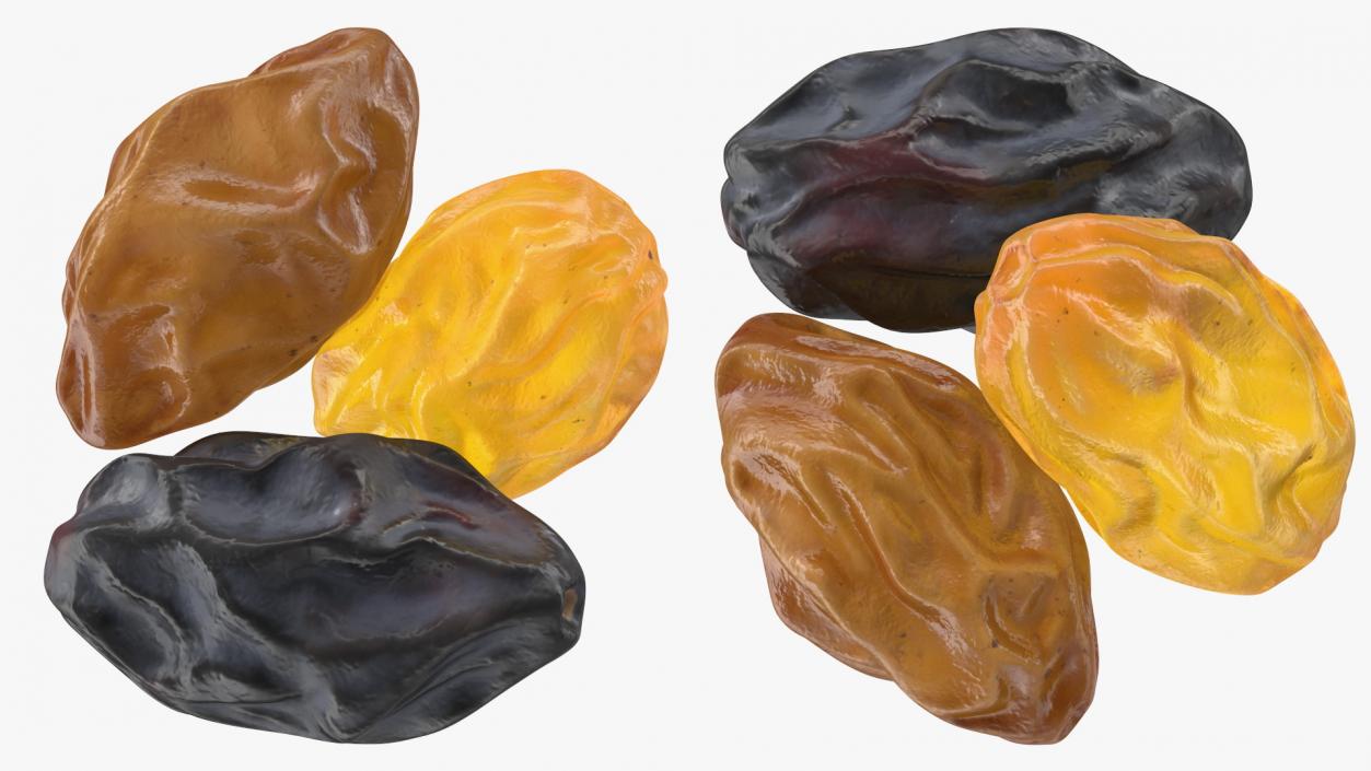 3D Pile of Mixed Raisins