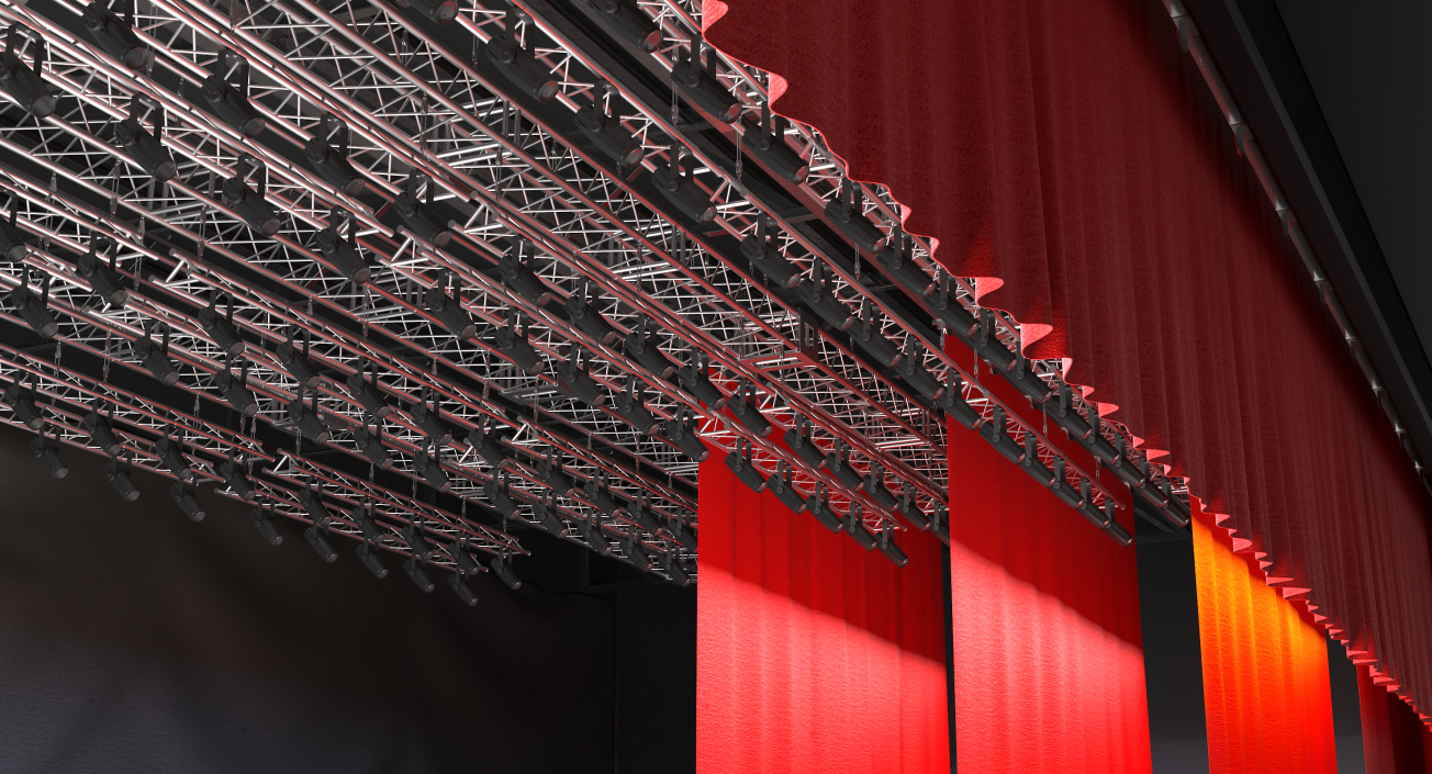 3D Theater Stage Opened Curtain model