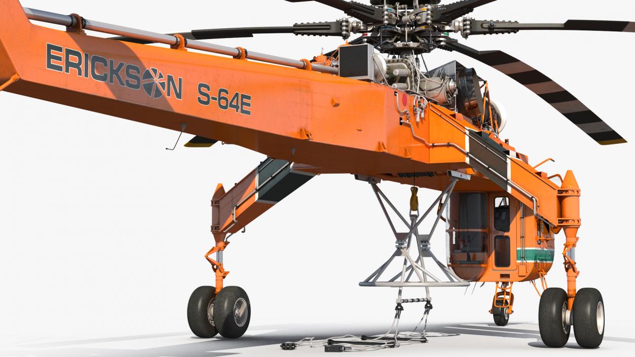 3D Sikorsky S-64 Skycrane Helicopter Cargo Rigged