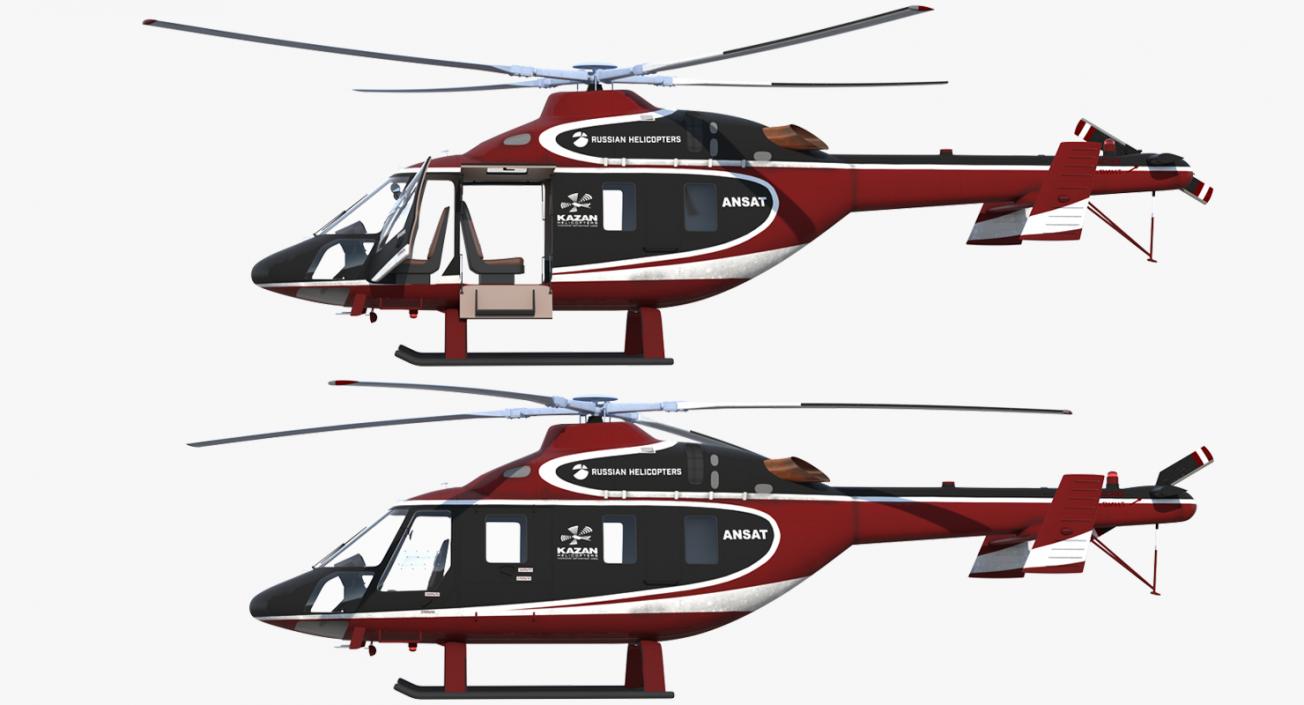 3D Kazan Ansat Russian Light Helicopter Rigged model