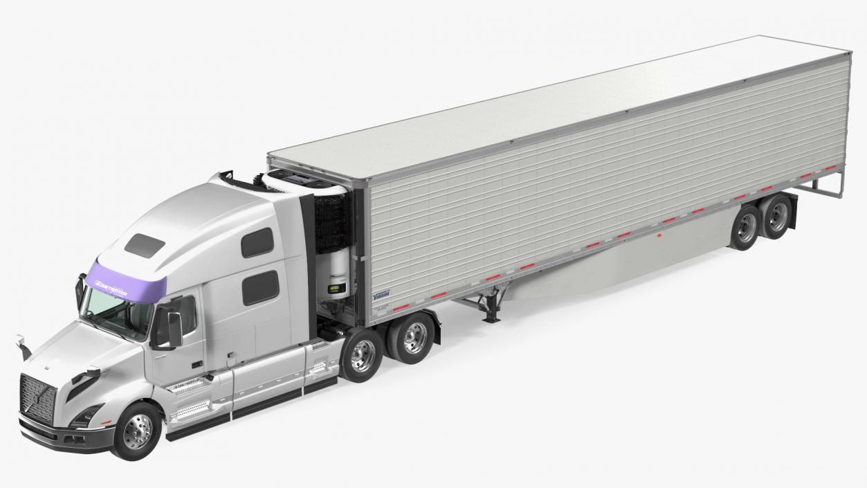 3D model Volvo VNL 860 Truck with Vanguard Reefer Trailer Rigged