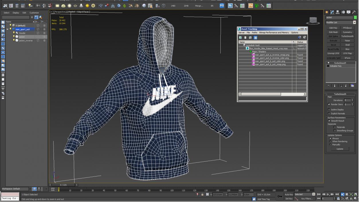 3D Blue Hoodie Nike Raised Hood model