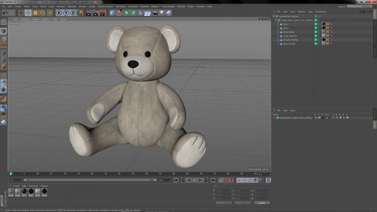 3D model Teddy Bear Light Color Sitting