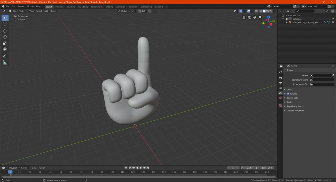 3D Index Pointing Up Emoji model